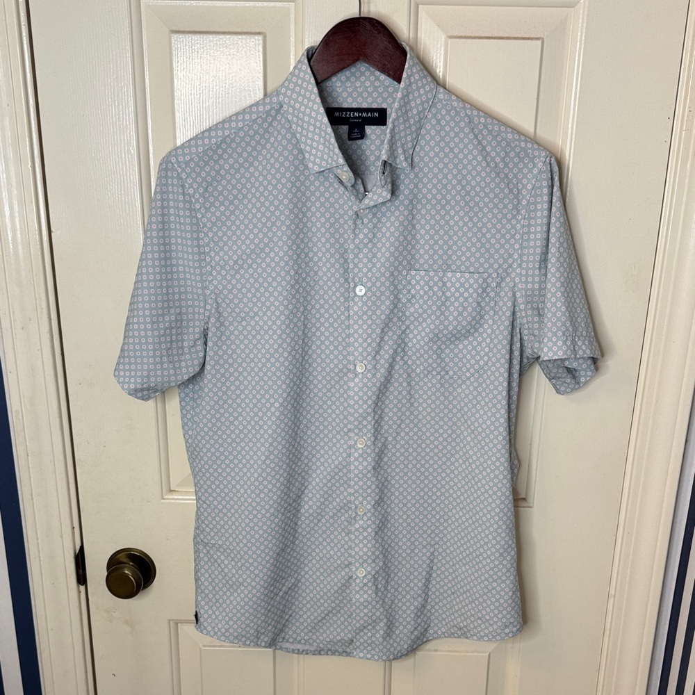 Mizzen+Main Men's Blue Short Sleeve Shirt